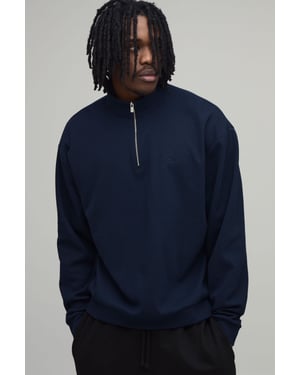 Tall Oversized Boxy Waffle Quarter Zip Sweatshirt
