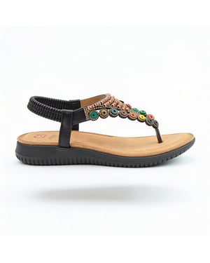 Heavenly Feet Radiance Womens Toe Ring Sandals Black
