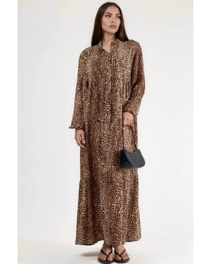 Comfort Fit Luipaardprint Maxi Jurk