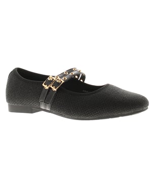 Apache Womens Flat Shoes Halima Buckle black