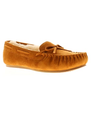 Strollers Womens Moccasin Slippers Faux Fur Matilda tan