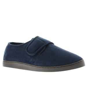 Oakdale Mens Full Slipper Extra Wide Touch Fastening Wayne navy