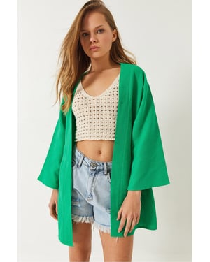 Viscose-linneblandning kimono