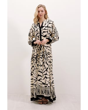 Geprinte V-hals Maxi-jurk