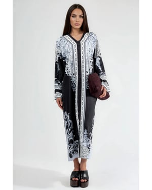 Geprinte Maxi-jurk met V-hals