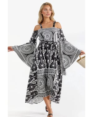 Strapless Geometrische Uitsnede Maxi Jurk