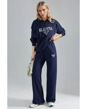 Modal Touch Embroidered Hooded Two-Piece Set