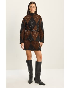 Plaid Knitwear Two-Piece Set