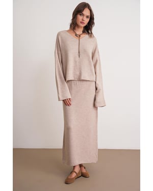 V-hals Trui en Rok Co-ord Set