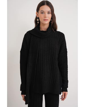 Oversized Hårfläta Mönstrad Stickad Ko-Ord Set