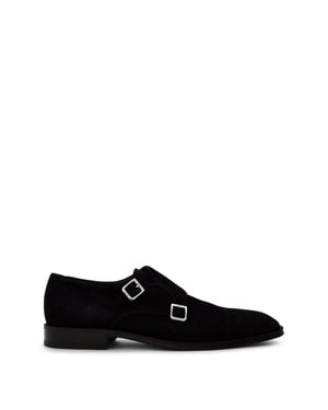 Men's Boss Derrek Monk Capped Toe Block Heel Oxfords in Dark Blue
