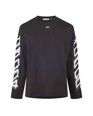 Men's Off White Long Sleeve T Shirt in Black