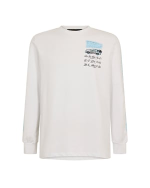 Men's Criminal Damage Crew Neck Long Sleeve Jersey T-Shirt in White