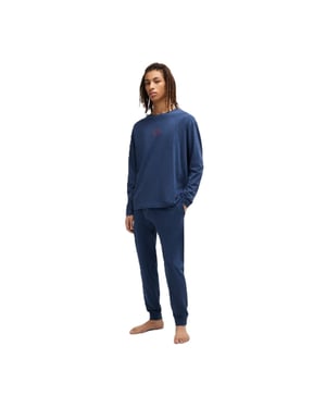 Men's Boss Laze Hooded Solid Patterned Jacket in Dark Blue