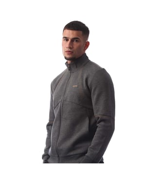 Men's Boss Zip Neck Funnel Sweatshirt in Medium Grey