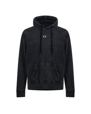 Men's Criminal Damage Galaxy Hooded Long Sleeve Sweatshirt in Black Wash