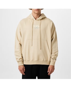 Men's Off White Script Hoodie in Beige