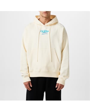 Men's Off White Script Hoodie in Ivory