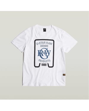 Men's G Star Regular Fit Lettering Crew Neck T-Shirt in White