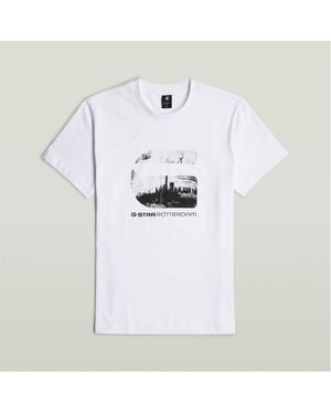 Men's G Star Rotterdam Lettering Regular Fit T-Shirt in White