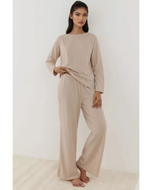 Mjukt Beröring Strukturerat Avslappnat Passform Pyjamas Set