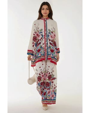 Printed High Waist Kimono-Pants Co-ord Set