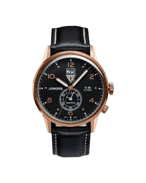 JUNKERS G38 Series Men's Quartz Watch with Black Leather Strap 6942-5