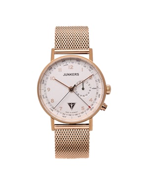 JUNKERS Icebird F13 Series Men's Quartz Watch with Rose Gold-Plated Steel Bracelet 6736M-4