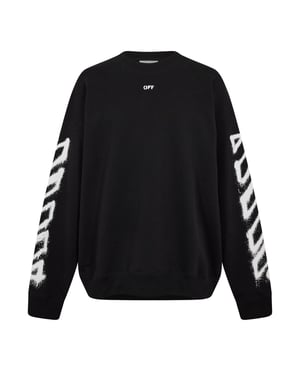 Men's Off White Crew Sweatshirt in Black