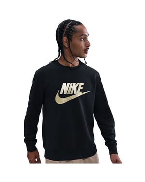 Men's Nike Crew Neck Long Sleeve Jersey Sweatshirt in Black/Gold