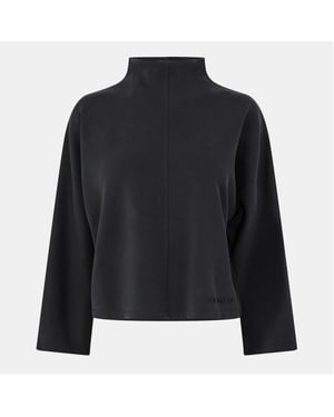 Women's Ted Baker Cupro Relaxed Fit Mock Neck Sweatshirt in Black