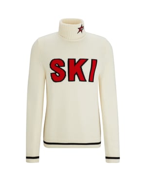 Men's Boss Turtle Neck Long Sleeve Sweater in White