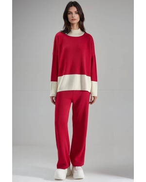Geribbelde Brei Co-Ord Set met Halve Col