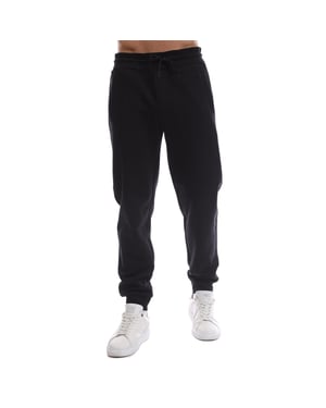 Men's Emporio Armani EA7 Solid Patterned Slim Tapered Joggers in Nero