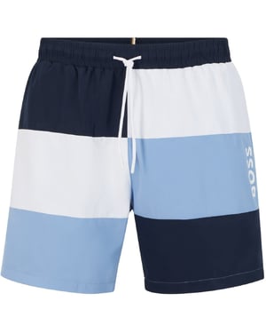 Men's Boss Court Color Block Swim Trunk in Dark Blue