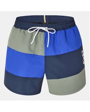 Men's Boss Court Color Block Swim Trunk in White