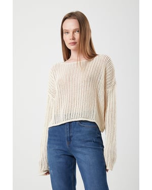 Gehaakt Crop Top met Boot-Hals