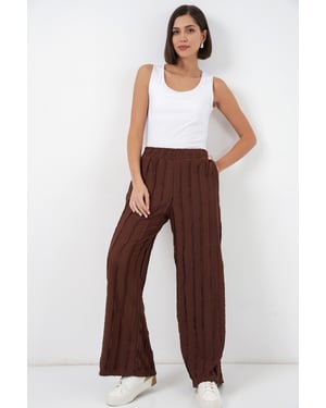 Wijde Leg Textured Pull-On Broek