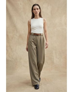 Hoge Taille Plissé Brede Pijpen Broek