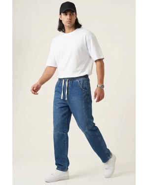 Baggy Denim Broek met Koord Taille