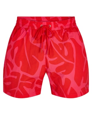 Men's Boss Bari Swim Shorts, Comfortable Elasticated Waist in Dark Pink