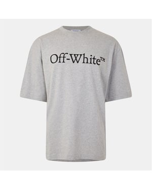 Men's Off White Bkish Lettering Regular Fit T-Shirt in Grey/Black