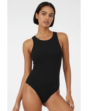 Tajt ärmlös bodysuit med rundad nacke och tryckknappar