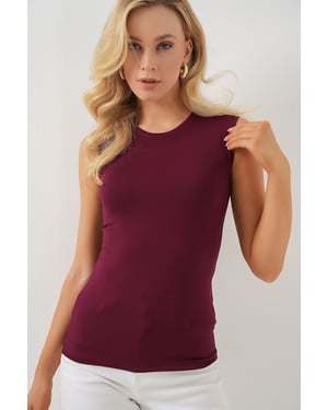 Tightfittad ärmlös bodysuit med rund halsringning