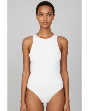 Aansluitend Mouwloos T-shirt Bodysuit met Drukknoopsluiting