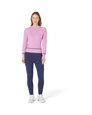 Women's Callaway Crew Neck Ribbed Collar Long Sleeve Sweater in Orchid