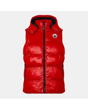 Men's Born Rich Hooded Neck Solid Patterned Puffer Coat in Red