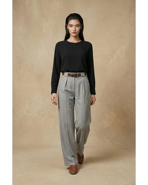 Hoge Taille Plissé Brede Pijpen Broek