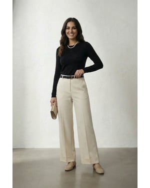 Gebelde Turnup Pantalon met Plissees