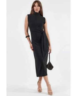 Midi-jurk met strikdetail